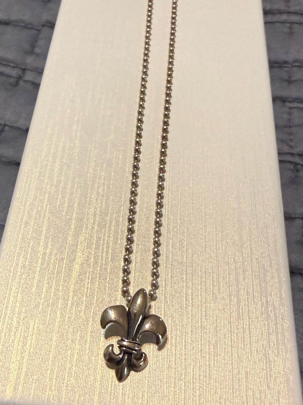 Fleur-de-Lis Pendant Necklace in Sterling Silver 16 inch chain Mignon Faget